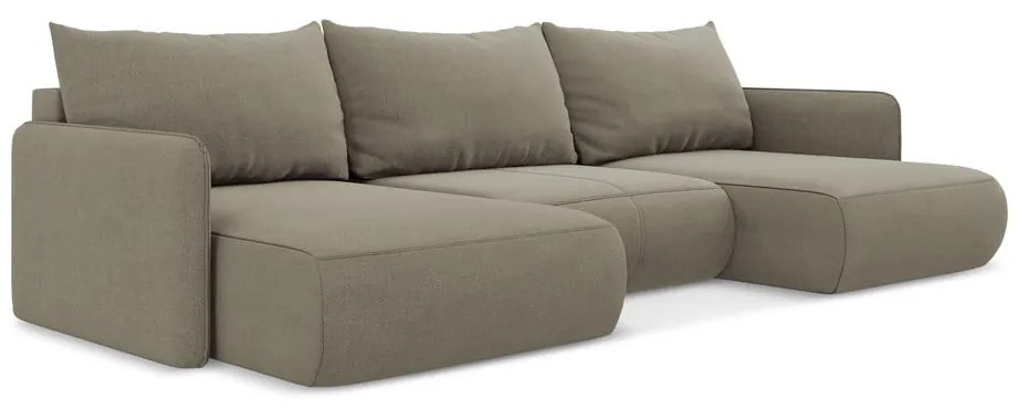 Bézs kinyitható-tárolóhelyes sarokkanapé Nanea – Makamii