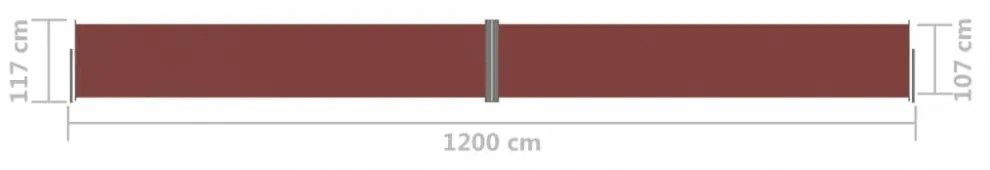 barna behúzható oldalsó napellenző 117 x 1200 cm