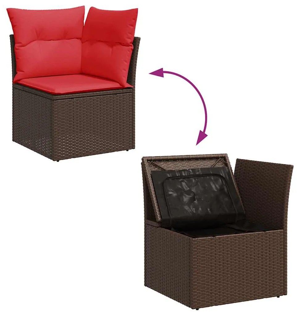 7 részes barna polyrattan kerti ülőgarnitúra párnával