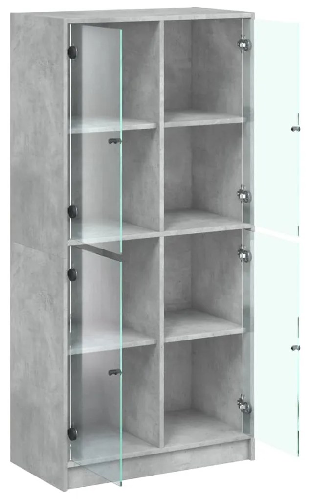 betonszürke szerelt fa magasszekrény ajtókkal 68x37x142 cm