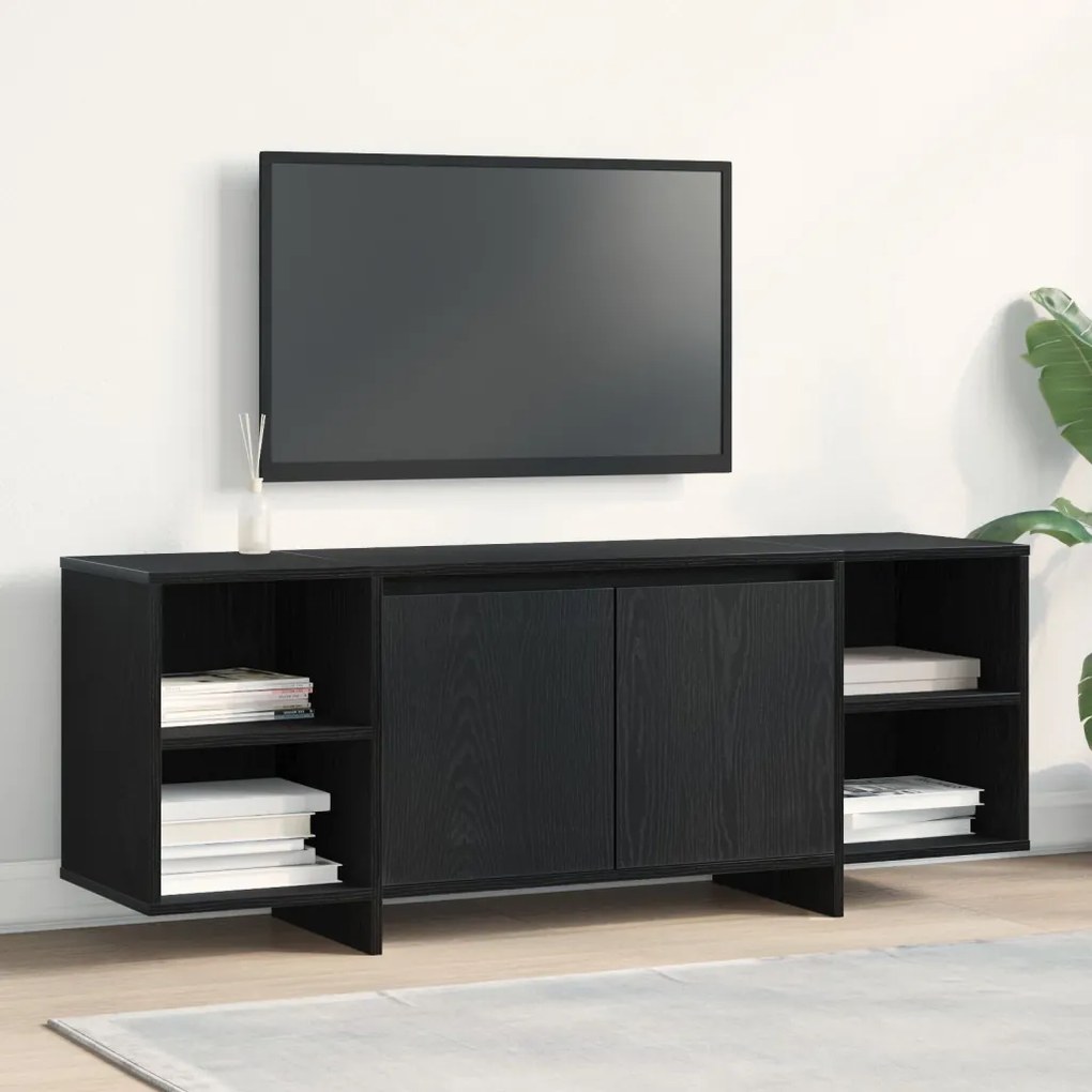 TV állvány - Fekete tölgy - 120x30x40.5 cm - Műmárványból készült