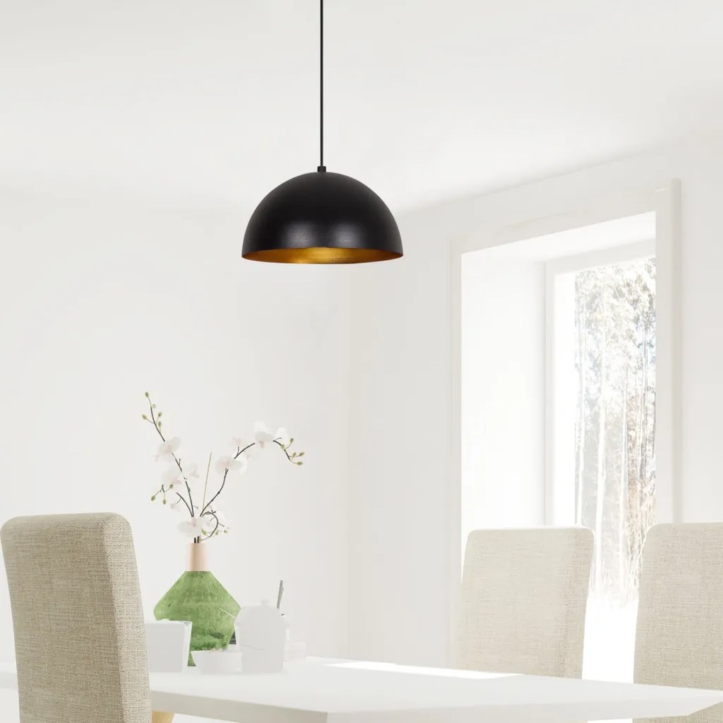 Sivani MR-721 fekete-arany fém függőlámpa, Ø30 cm