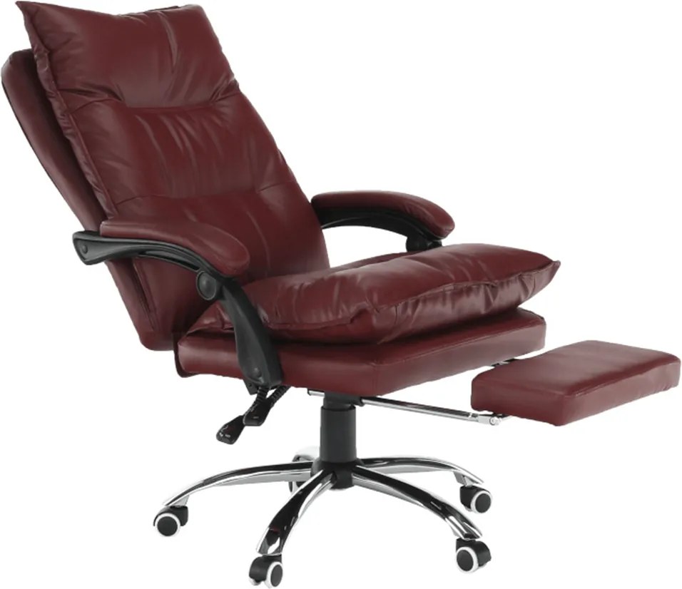 Irodai szék lábtartóval, textilbőr bordó, DRAKE