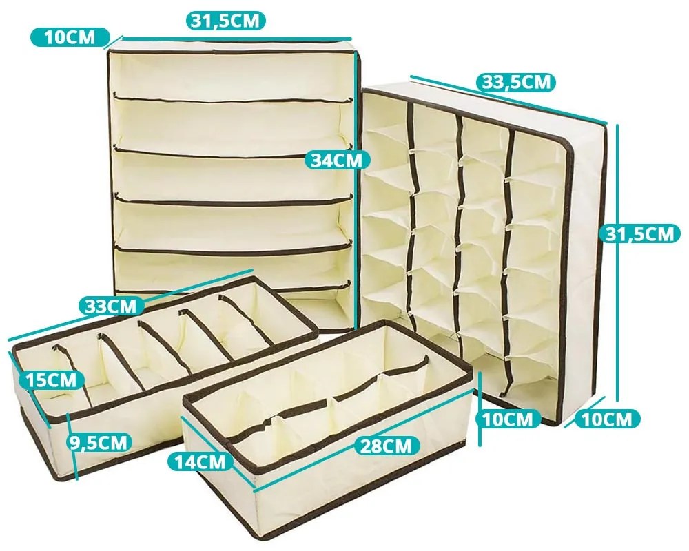 4 részes tárolódoboz szett-bézs