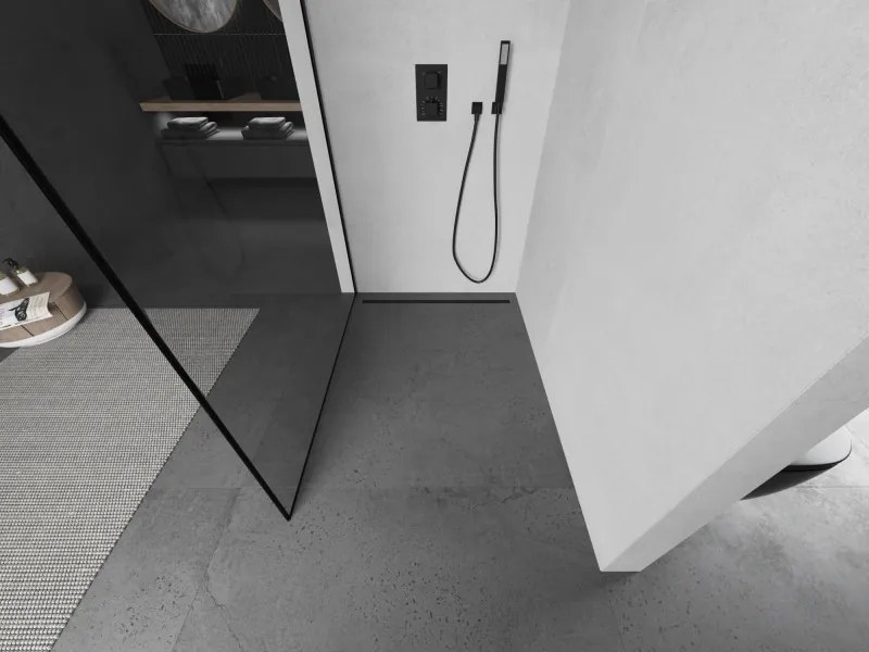 Mexen Kioto zuhanyparaván 60x200 cm 8 mm, fekete profil, üveg fekete keret, 800-060-101-70-70