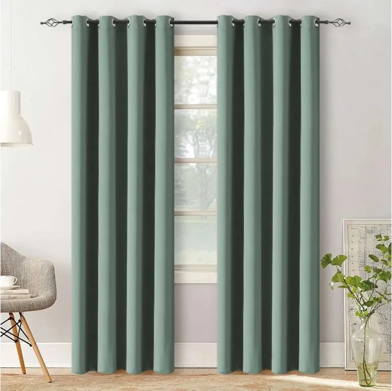 Szürkészöld függöny OXFORD 140x250 cm Felfüggesztés: Fém gyűrűk