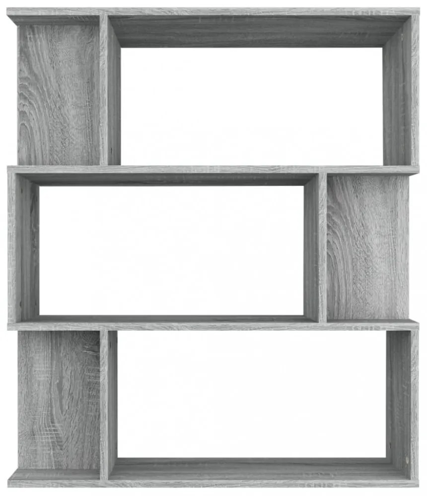 szürke sonoma színű fa könyvszekrény/térelválasztó 80x24x96 cm