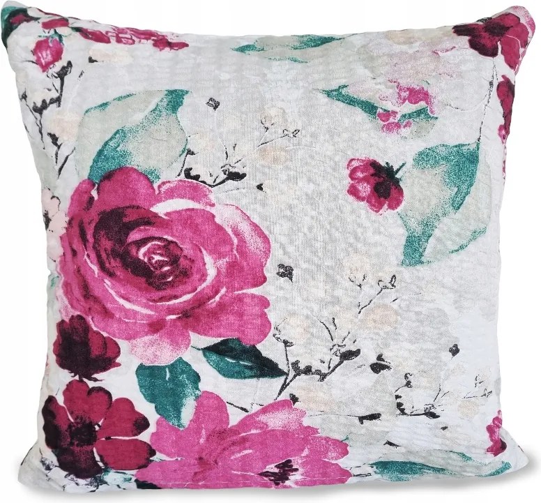 Fakéreg párnahuzat 50x60 fehér akvarell rózsák