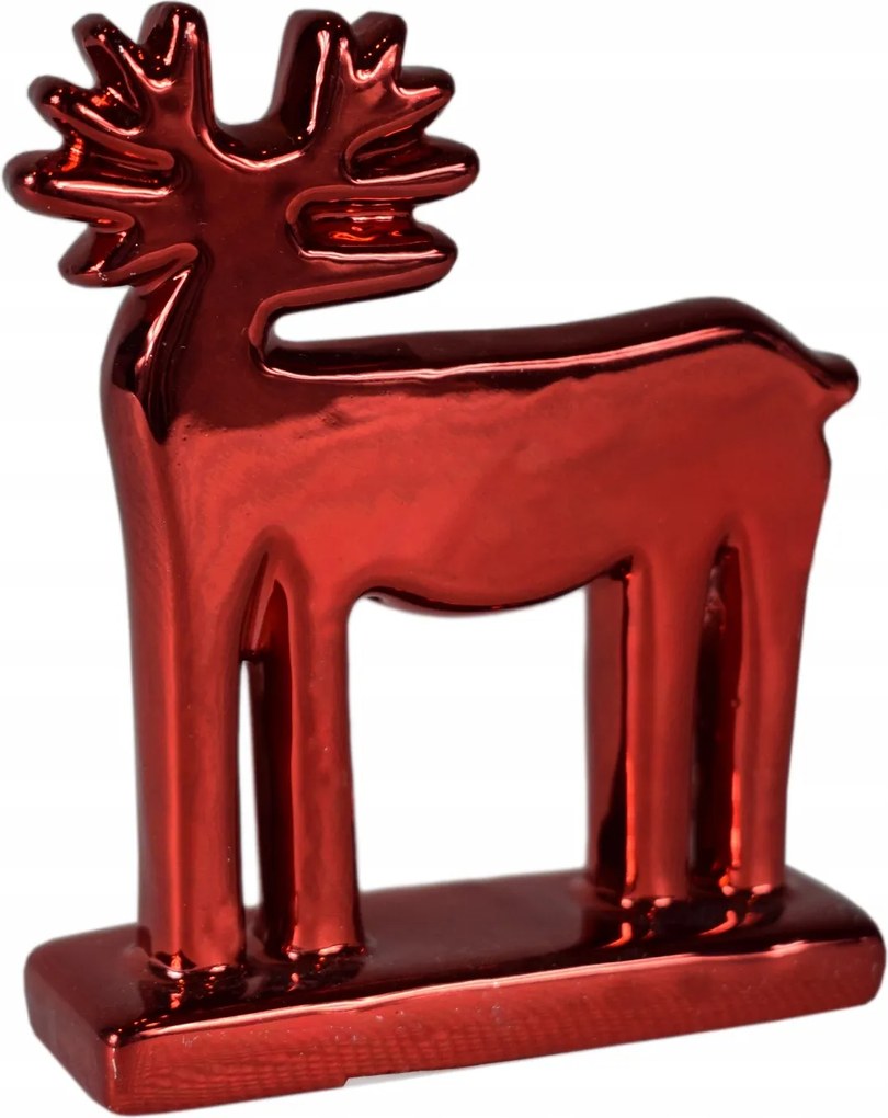 Kerámia rénszarvas 11cm piros dekoráció