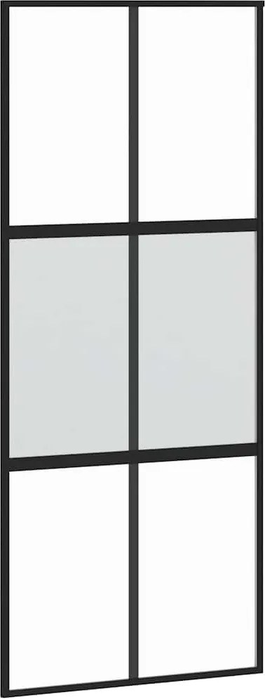 vidaXL fekete edzett üveg és alumínium tolóajtó 90 x 205 cm