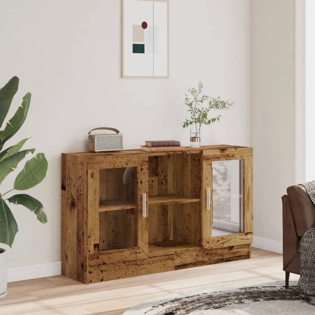 antik fa színű szerelt fa tálalószekrény 120 x 30,5 x 70 cm