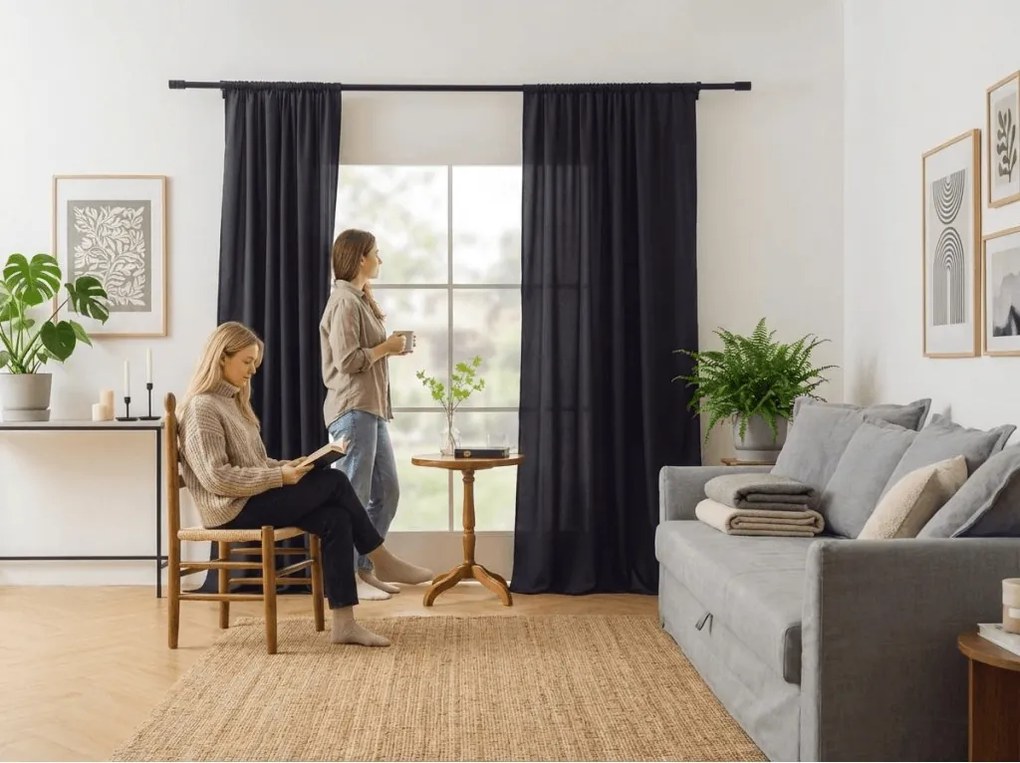 Függöny OXFORD LIGHT 140x250 cm, sötétszürke Felfüggesztés: Hullámos sínszalag
