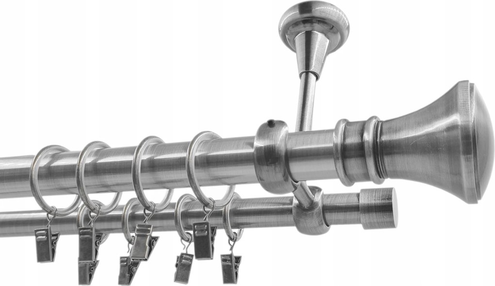 Dupla függönykarnis, mennyezetre szerelhető, nikkel színű, különböző végződésekkel Imperia Deco 25+19 mm, 180 cm