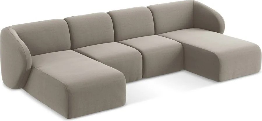 Világosbarna bársony (U alakú) sarokkanapé Lani – Makamii