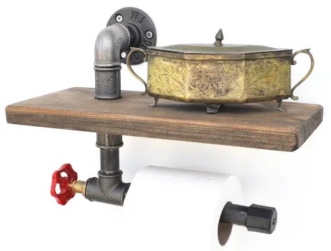 Vécépapír tartó polccal BORURAF 22x31 cm fenyő