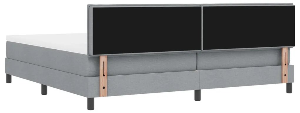 vidaXL Boxspring Ágy Mattal & LED Fénnyel Szürke 200x200 cm Szövet