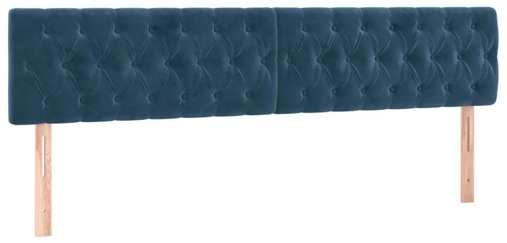 sötétkék bársony LED-es fejtámla 180 x 7 x 78/88 cm