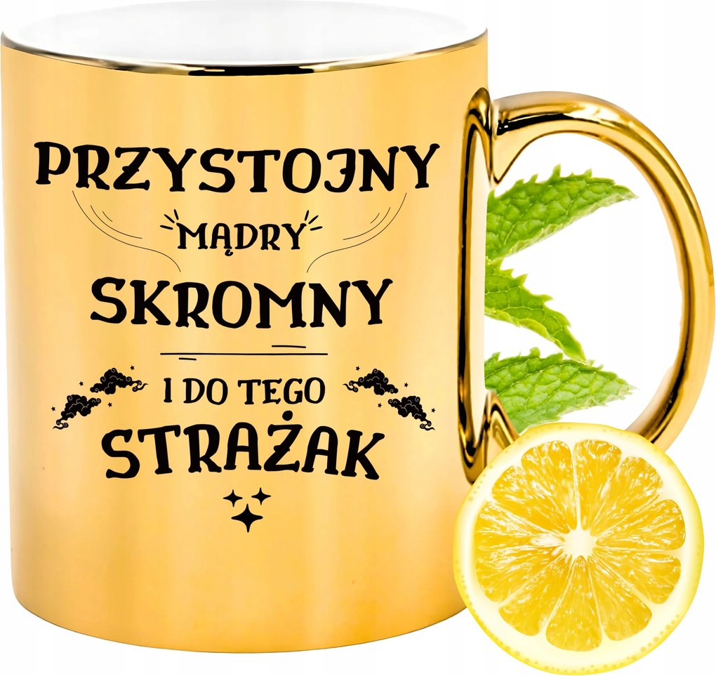 Prémium Arany Csillogó Bögre Tűzoltó Ajándék Nyomtatott Fotóval