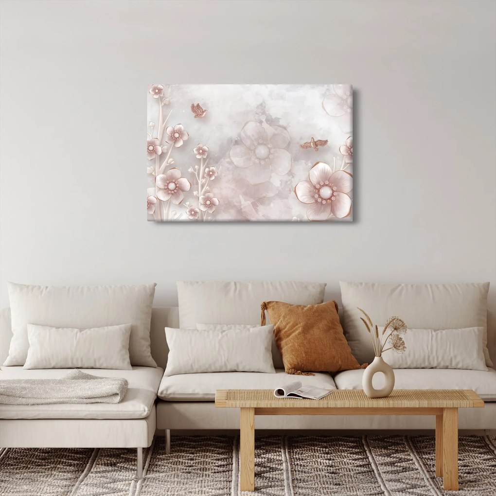 Kép - Rózsaszín virágok (90x60 cm)