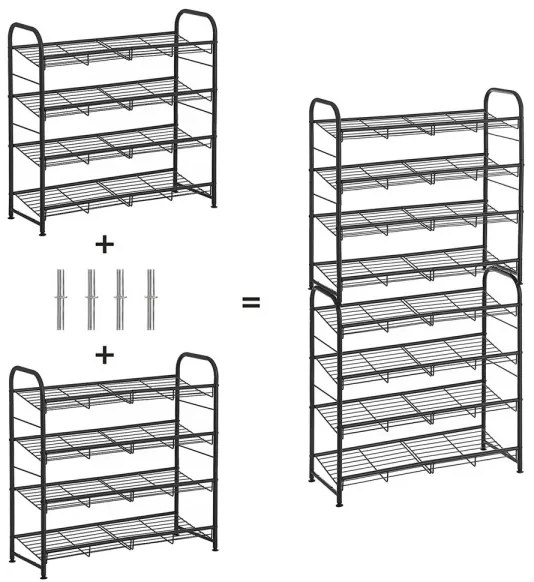 ALVORO cipőszekrény, fekete