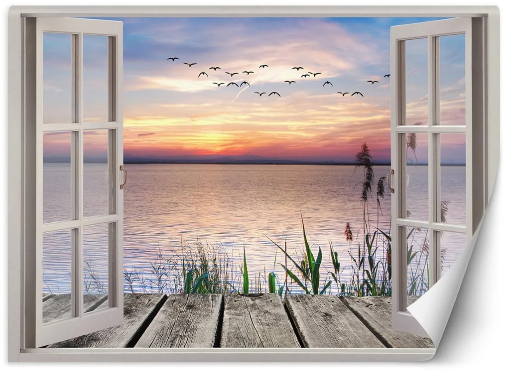 Gario Fotótapéta Ablak a lenyugvó napra nézo ablakkal Anyag: Vlies, Méret: 280 x 200 cm