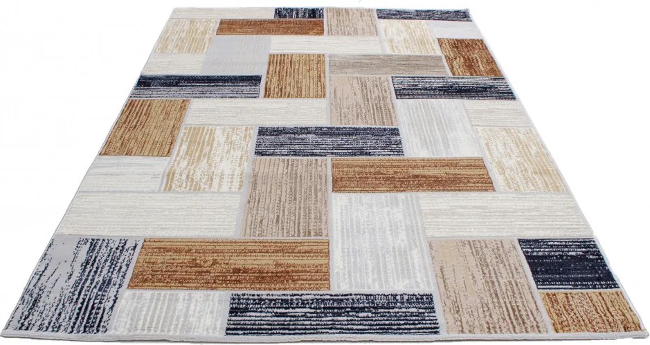Modern szőnyeg szürke kék barna SAMI 140x200 gépi modern szőnyeg nappaliba vagy hálószobába