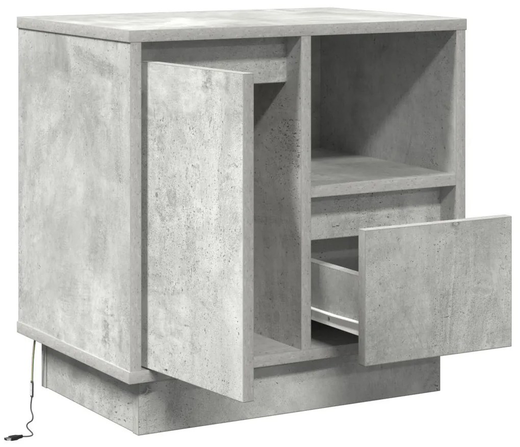 LED világítással ellátott éjjeli szekrények 2 db Beton Szürke 50x34,5x50 cm