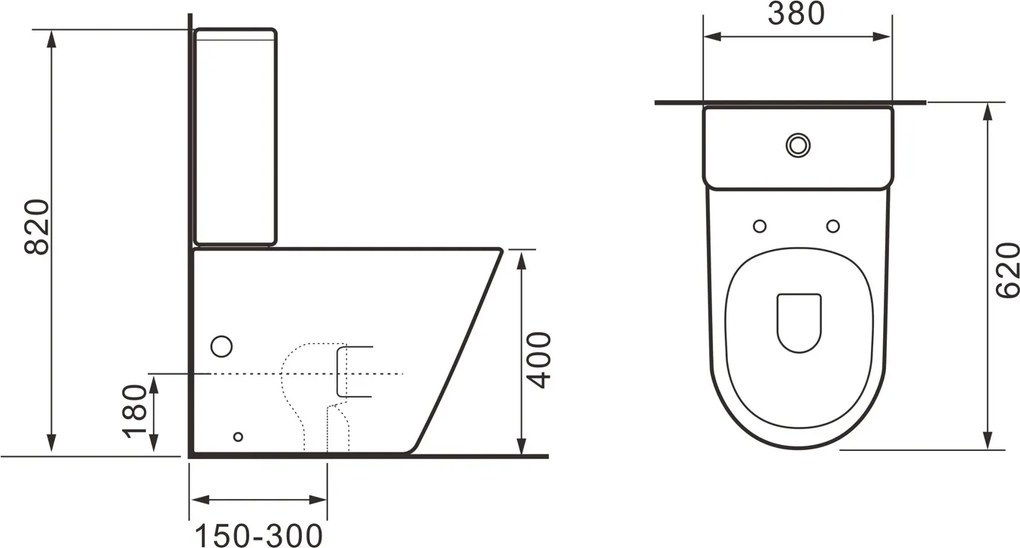 Erga Tina, kombinált WC-csésze 620x365x820 mm, Tornado 2.0 + WC-ülőke, fényes fehér, ERG-V03-TINA-TO2-WH