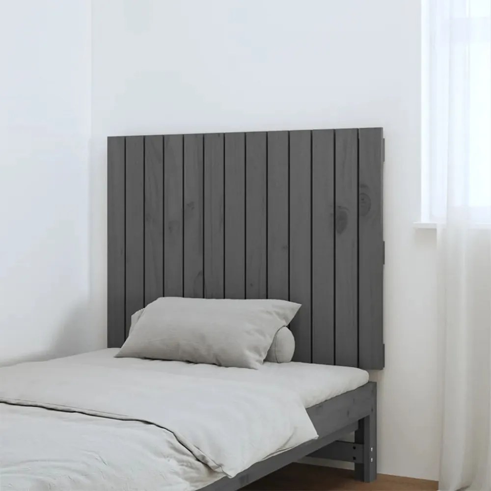 szürke tömör fenyőfa fali fejtámla 82,5 x 3 x 60 cm