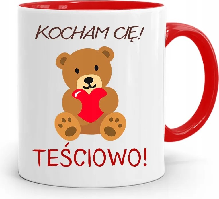 Piros Anyós Bögre Szeretlek Anyósosan nyomott mintával