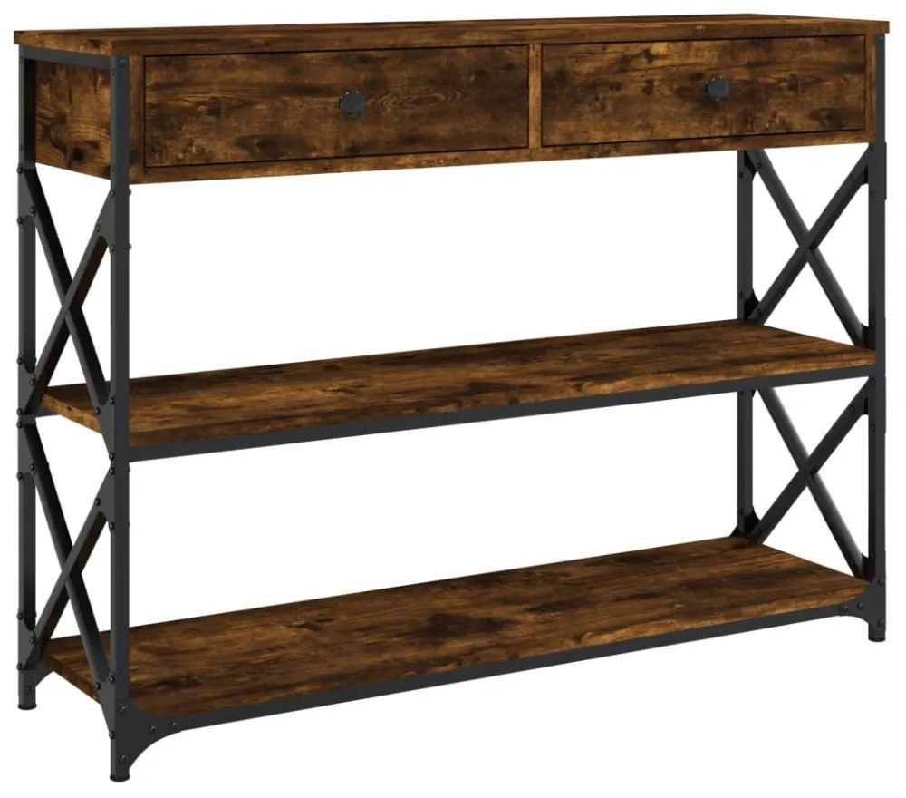 füstös tölgy színű szerelt fa tálalóasztal 100x28x75 cm