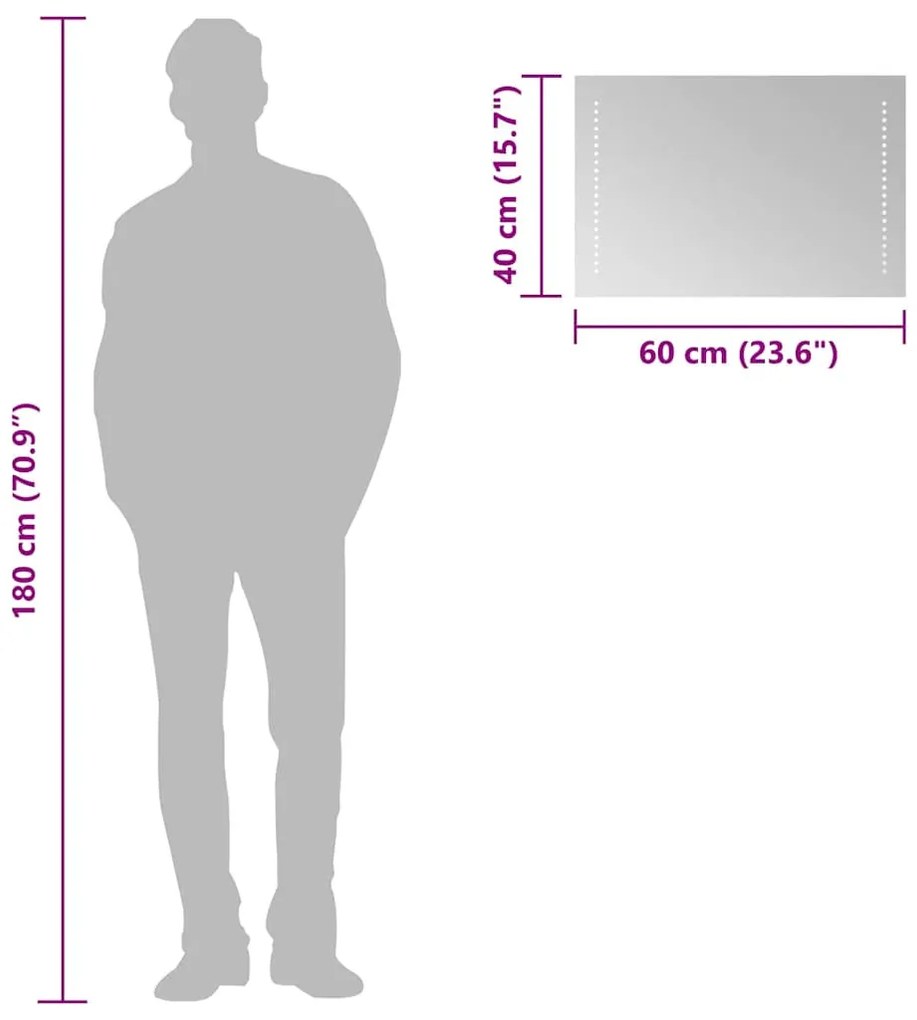LED-es fürdőszobatükör 60x40 cm
