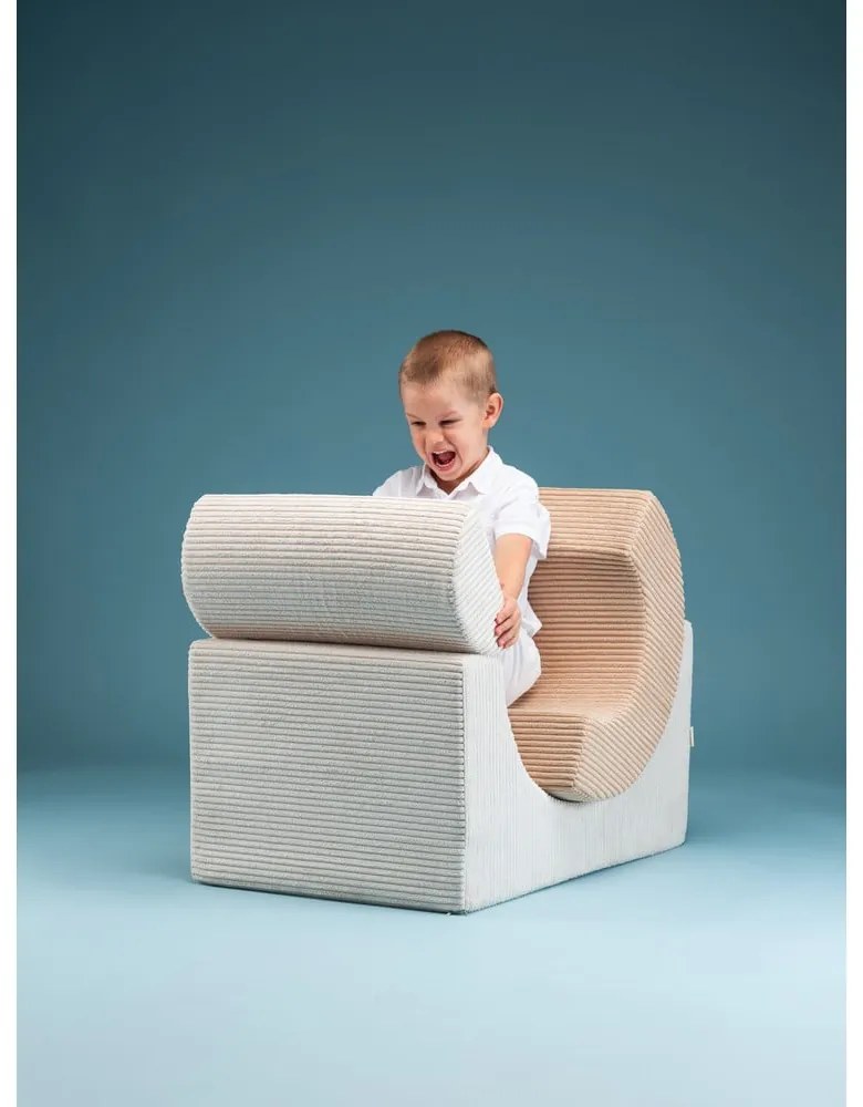 Krémszínű kordbársony habszivacs játszótér 3 db-os magasság 37 cm 75x49 cm Rainbow Montessori – Wigiwama