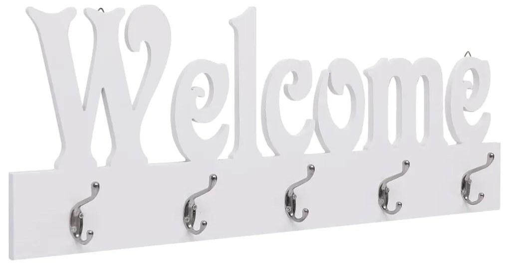 vidaXL fehér "WELCOME" feliratú fali fogas 74 x 29,5 cm