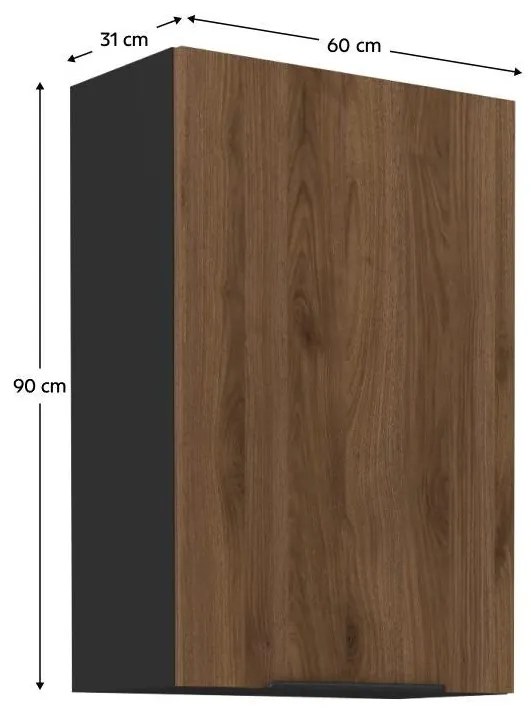 Felső konyhaszekrény Monzesa 60 G 90 1F (okapi dió + fekete) . 1096952