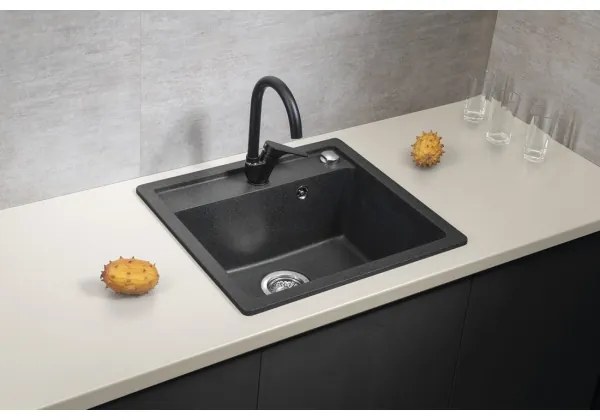 Sapho - Konyhai mosogató 53x50 cm gránit/fekete