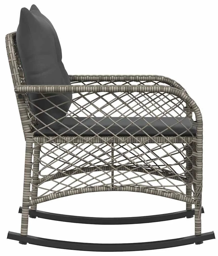 szürke polyrattan kerti hintaszék párnával
