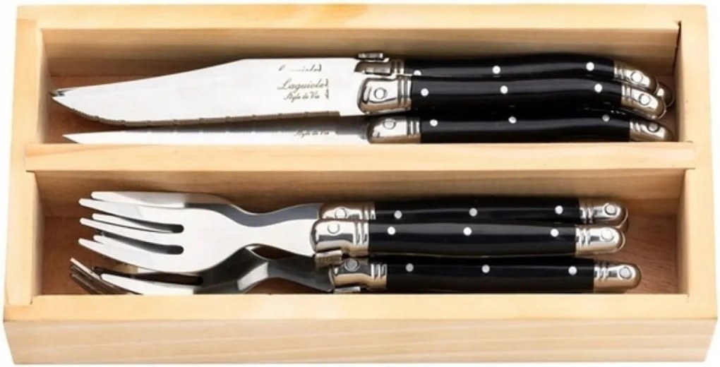 Laguiole Style de Vie Premium Mini Evőeszköz Szett, Fekete, 12 részes