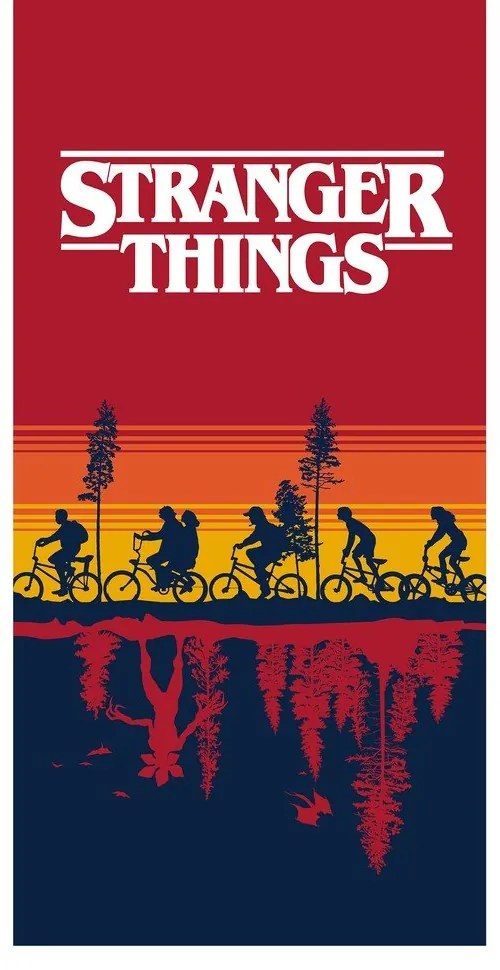 Piros pamut gyerek fürdőlepedő 70x140 cm Stranger Things – Jerry Fabrics