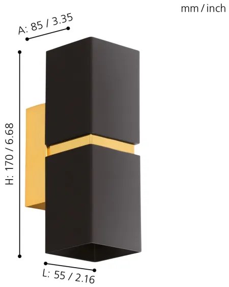 Eglo 95373 - LED Fali lámpa PASSA 2xGU10-LED/4W/230V