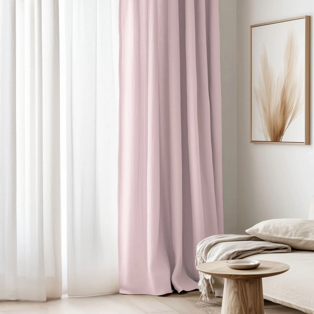 Goldea lenvászon keverék drapéria - púderrózsaszín 240x145 cm