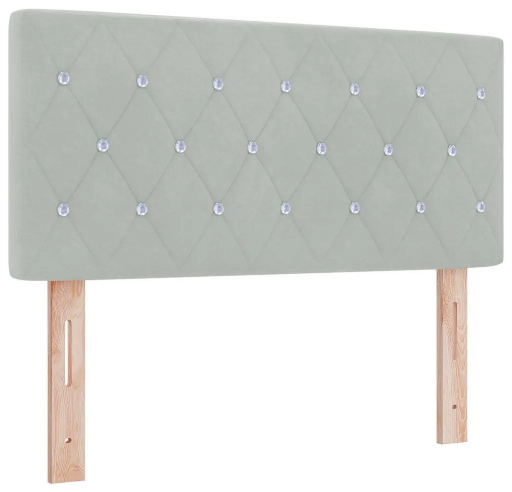 Boxspring Ágy Mattal Világosszürke 90x200 cm Bársony