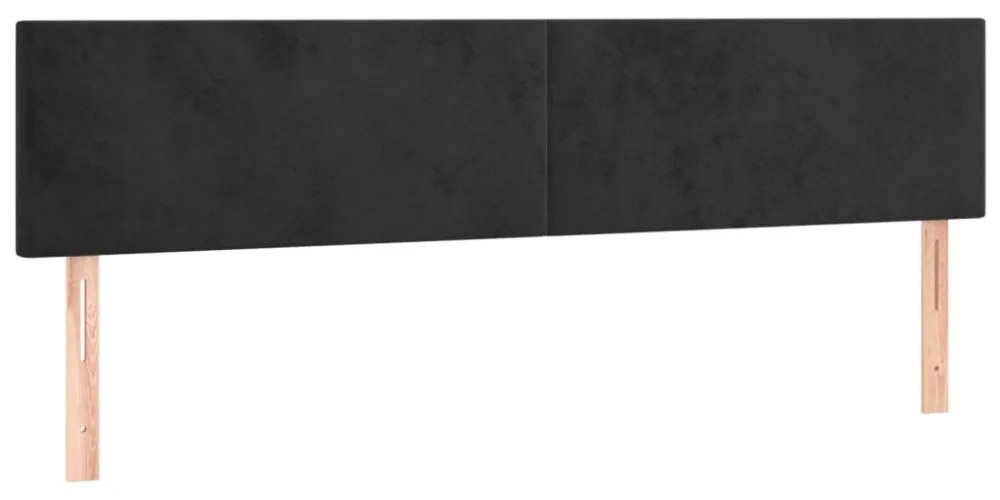 fekete bársony rugós ágy matraccal 200x200 cm