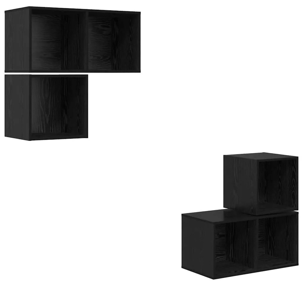 TV szekrény garnitúra 4 pcs Musta tammi 37 x 37 x 72 cm Faanyag