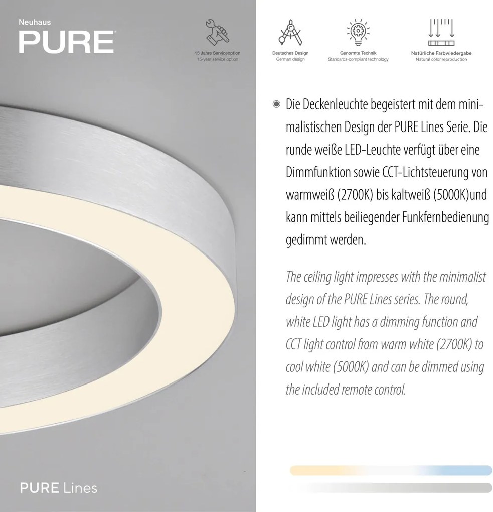 Paul Neuhaus modern mennyezeti lámpa pure lines round acél pln6310-95