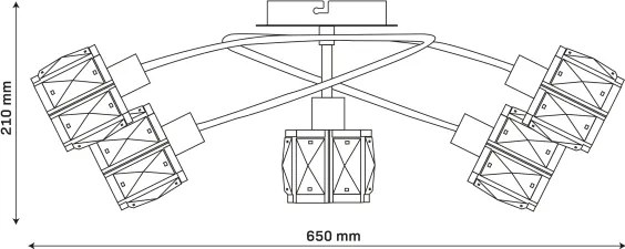 Felületre szerelt csillár ZAHARA 5xE27/10W/230V fekete