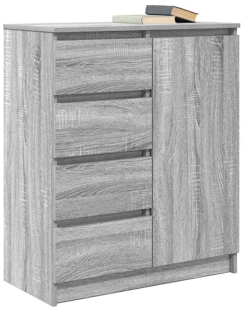 szürke sonoma szerelt fa tálalószekrény fiókos 71x35x84 cm