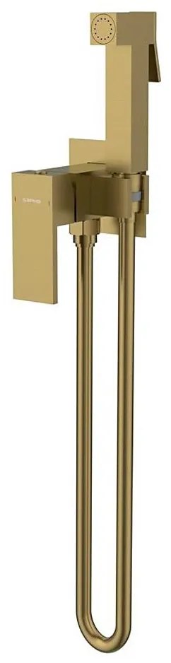 Sapho - Bidé csaptelep kézi zuhannyal süllyesztett beépítéshez CUBEMIX matt arany