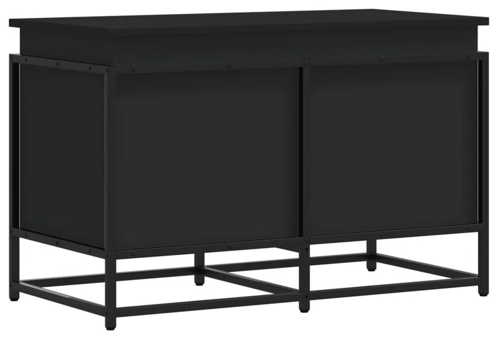 fekete szerelt fa tárolóláda fedéllel 80 x 40 x 51,5 cm