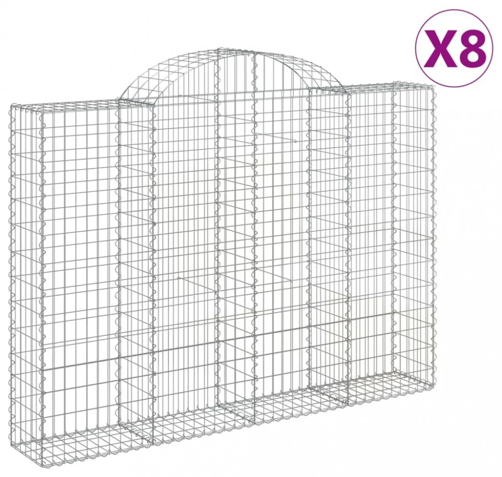 8 db íves horganyzott vas gabion kosár 200x30x140/160 cm
